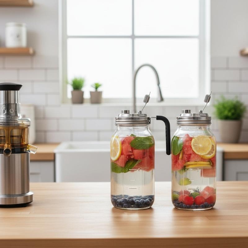 Tapa a Prueba de Óxido para Frasco de Mason con Boquilla Dispensadora para Servir Bebidas Gadget de Cocina Cubierta Selladora de Acero Inoxidable