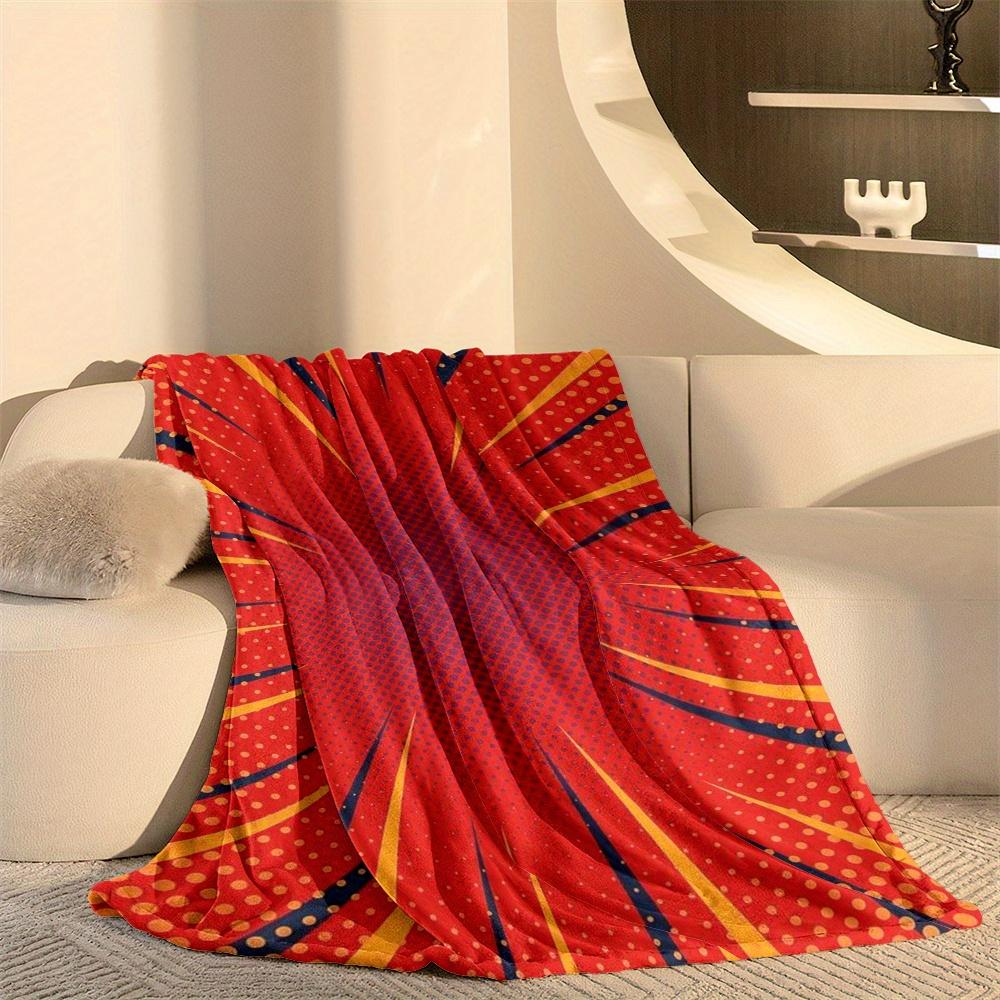 Comic Book Style Flannel printed blanket suitable for all seasons suitable for living room office sofa and travel 180x250CM