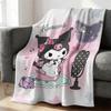 Kuromi Dreamy Pink Flannel Blanket Soft Warm Throw Japanese Anime Camping Office Bedroom School Nap Novel Blanket Summer Quilt