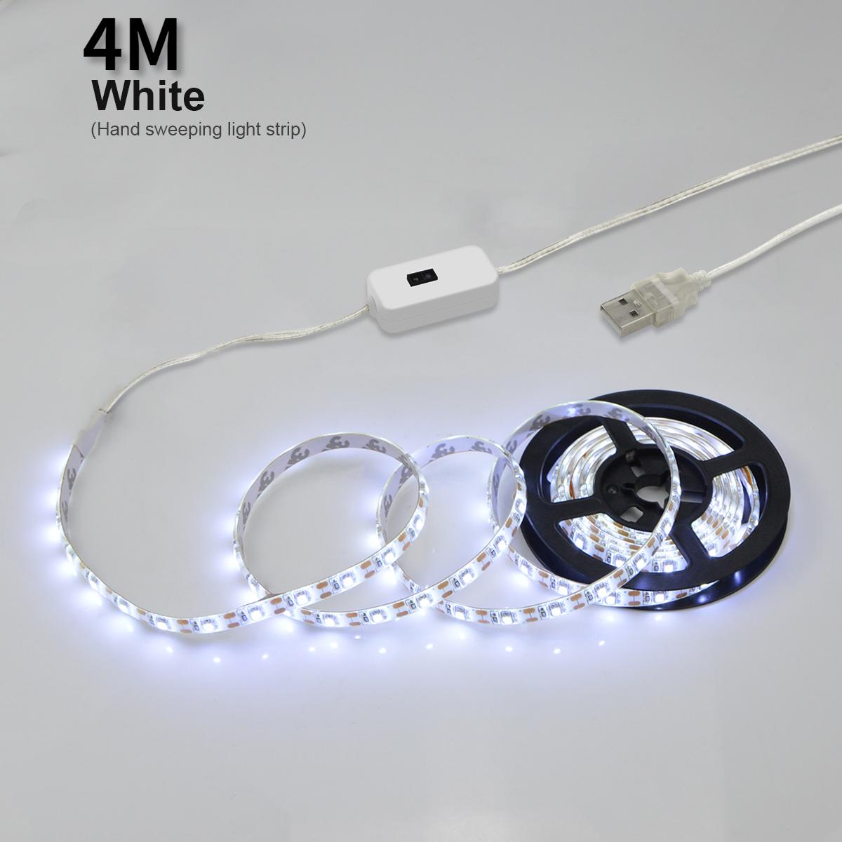 

Умная лампа PIR датчик движения, сканирование рук, светодиодный ночник, 5 В, USB светодиодная лента, водонепроницаемая лента, спальня, дом, кухня, декор для гардероба 4M белый