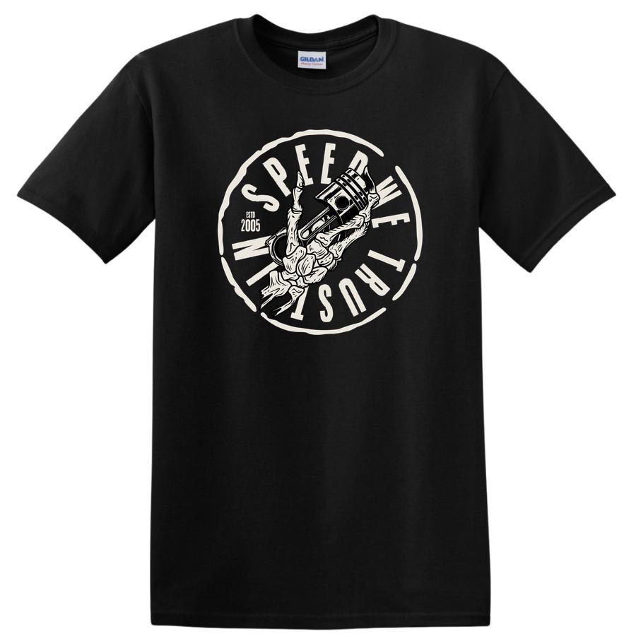 Skull Hand Holding Piston Graphic Vintage Biker T Shirt Cool Motorcycling Tee 4XL