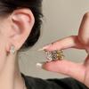 Vintage Coffee Gold Rope Loop Ear Buckle Earrings Light Luxury High-end Earrings Earrings