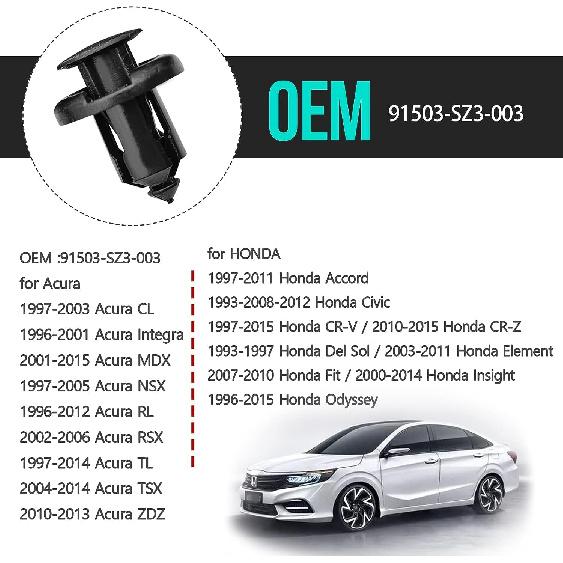 100PCS Bumper Fender Clips, 10Mm Fender Liner Clip Compatible With Honda CR-V Accord Civic Acura, 1PCS Fastener Remover 91503-SZ3-003