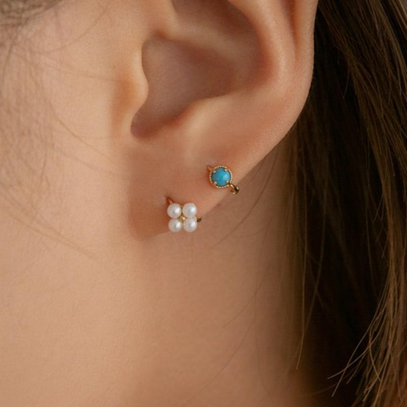 LUNNE 14k Mini 4-Pearl Hoop Earrings (14k Gold) #ER06