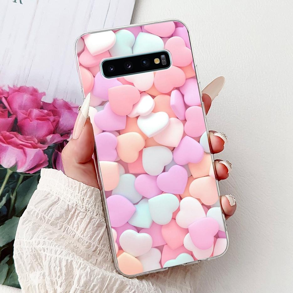 For Samsung Galaxy S10 S10e S10+ Case Luxury Love Heart Painted Cover Soft Slim Phone Case For Samsung S10 Plus S 10 S10e Fundas