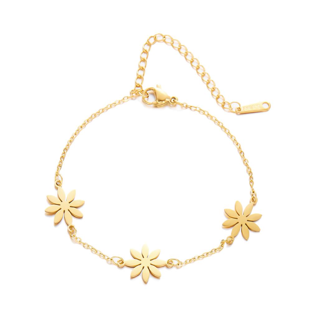 New Fairy Temperament Small Daisy Bracelet Necklace Gold Titanium Steel Non-Fading Flower Fresh Necklace Female