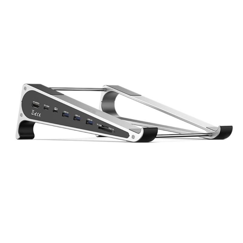 

Ergonomic Notebook Cooling Stand And Multiports Hubs Folding Design Supports 4K HDTV PD100W Charging And Fast Data Transfer