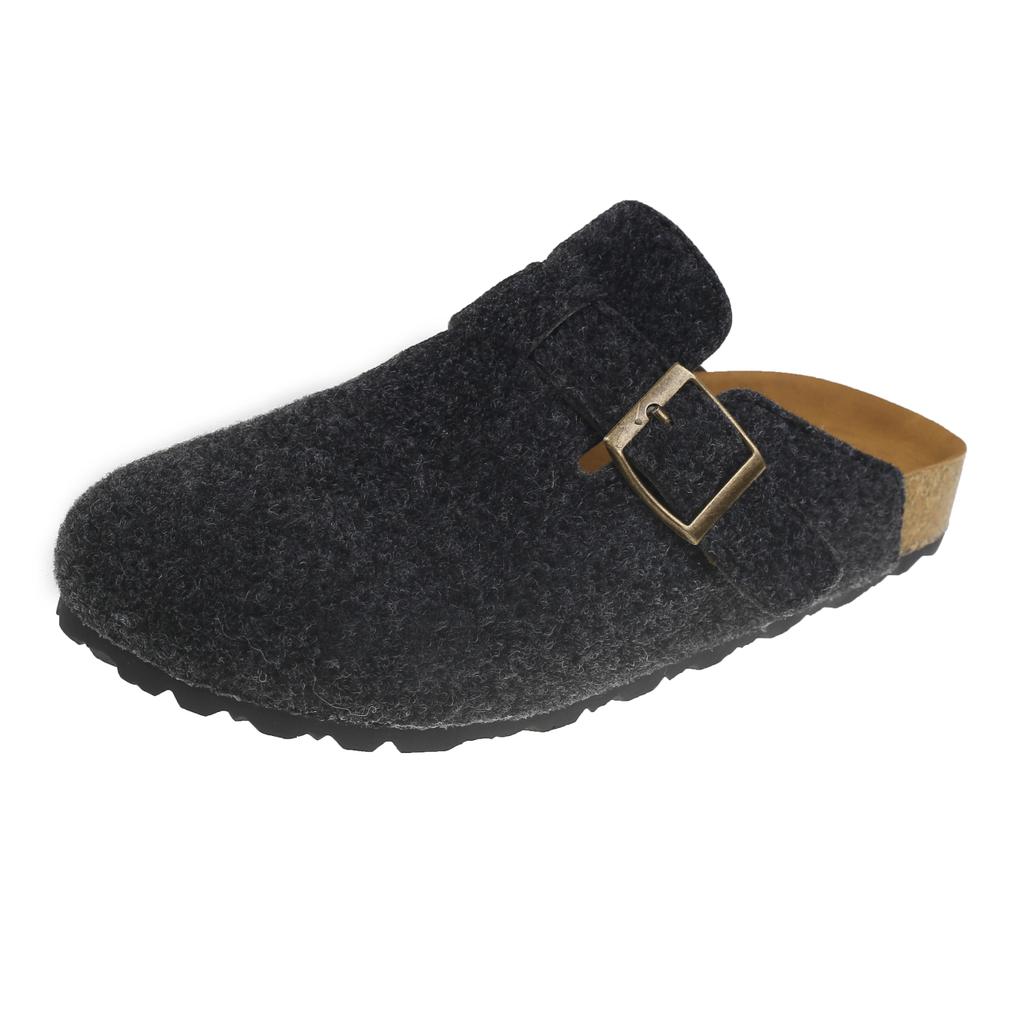 Fashion Women Slippers Mules Fur Shoes Winter Buckle Flat Platform Walking Plush Ladies Slippers Casual Shoes Warm Indoor Slides Women