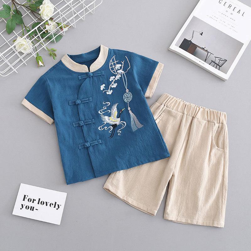 

Детская летняя китайская школьная форма для мальчиков Ханбок для девочек в китайском стиле Древний костюм Тан Летняя одежда для выступлений в древнем стиле 1 июня 140