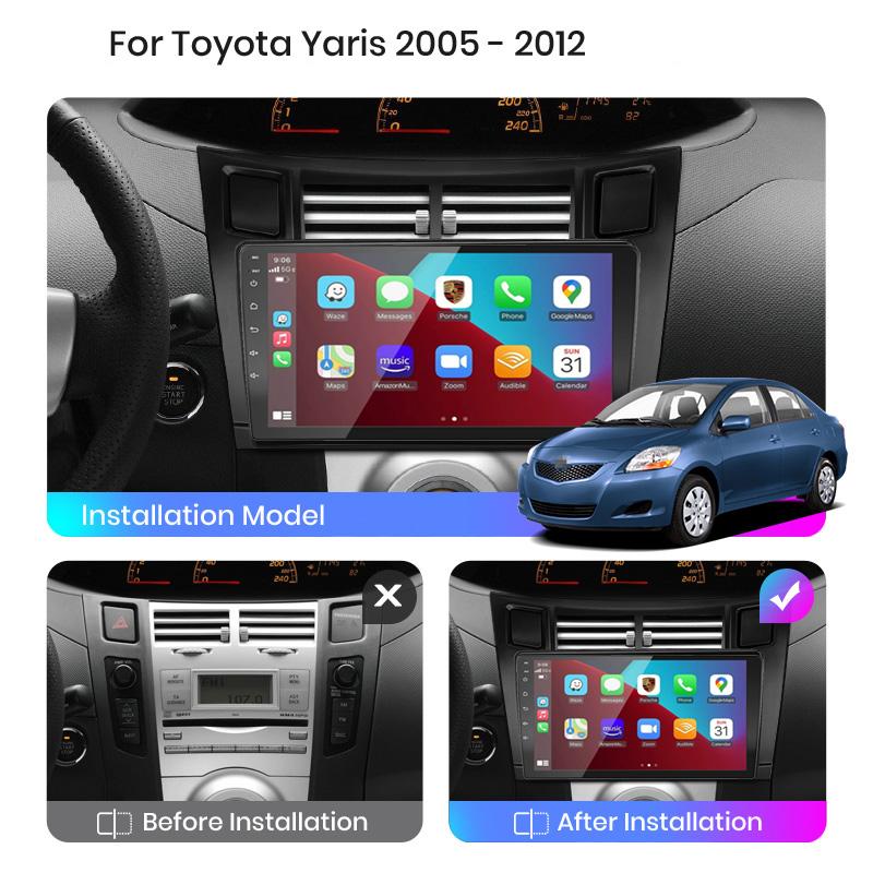 2din 8G+128G Android 10 Car Radio Multimedia Player Carplay Auto GPS Navigation NO DVD For Toyota Yaris XP90 2007 2005 -2012