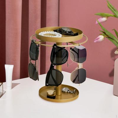 Glasses Holder Stand with Tray Removable Rotatable Easy To Clean Eyeglasses Rack Jewelry Storage