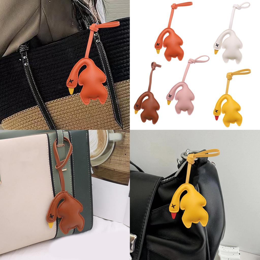 Cute Roast Duck Design Keychain For Keys Bags Car Decoration Soft PU Leather Keyring Fashionable Accessory Gift Idea