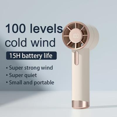 Ventilatore Portatile Compatto a 5 Velocità Ricaricabile via USB con Display Digitale - Mini Ventilatore Silenzioso e Potente, Batteria da 3000mAh