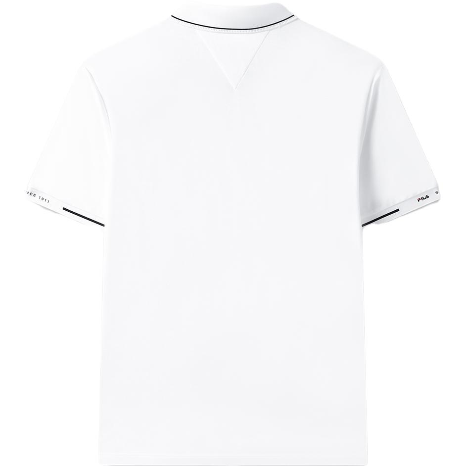 Fila Solid Color Logo Label Wrinkle Resistant Polo Shirt Men Tops White F11M321103FWT