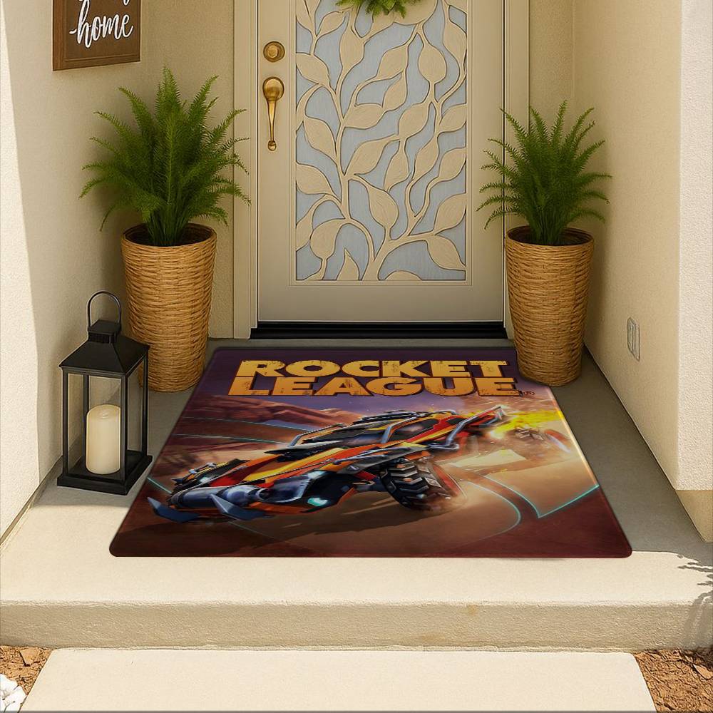 Tappetino da Gioco Rettangolare Antiscivolo Morbido per la Casa Tappetino d'Ingresso Interno Esterno Tappetino di Benvenuto Rocket League
