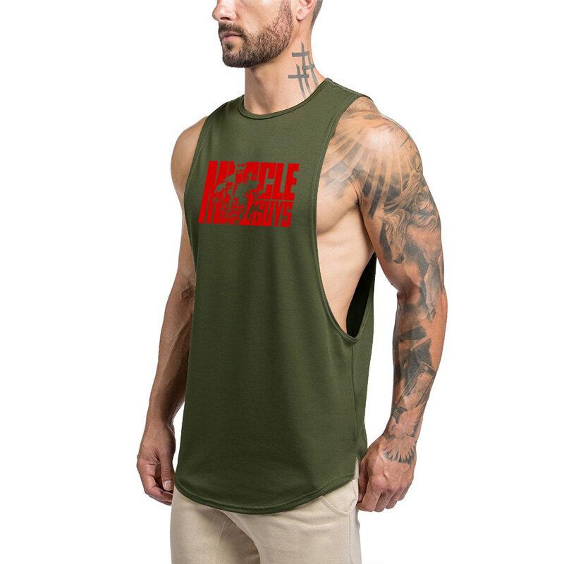 Muscleguys Men's Fitness Vest Men Muscle Sleeveless Cotton Sports Tank Top Bodybuilding Clothing Gym Tank top