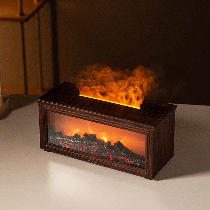 Seven-Color LED Flame Aroma Diffuser Humidifier for Home and Office