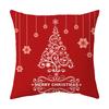 Federa Cuscino a Tema Natalizio Fondo Rosso Lino Corto Peluche Stampato Federa Cuscino Regalo Festivo