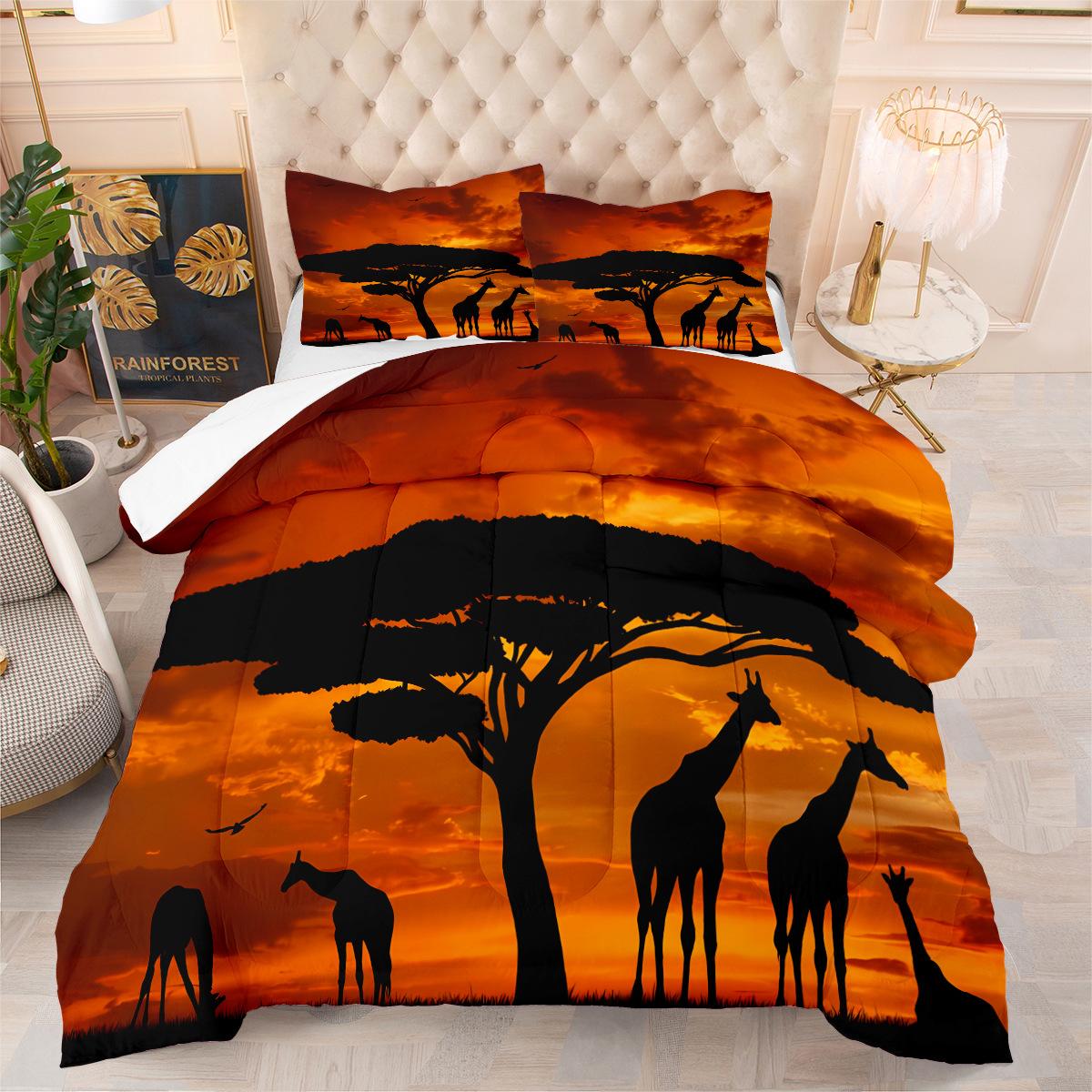 Printed Bedding Three-piece Set - Oversized Duvet Cover 140*200cm
