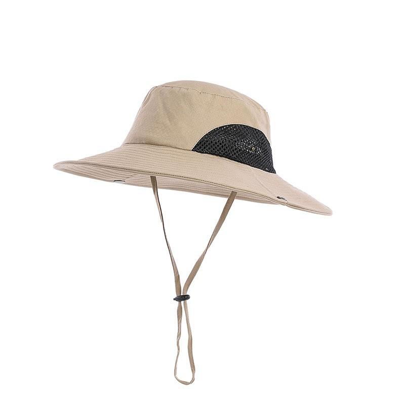 Quick Drying Summer Men'S Bucket Hat Outdoor Uv Protection Wide Border Panama Safari Hunting Hiking Hat Mesh Fisherman'S Hat
