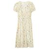 Sancai Lyocell Floral Puff Sleeve A-Line Dress
