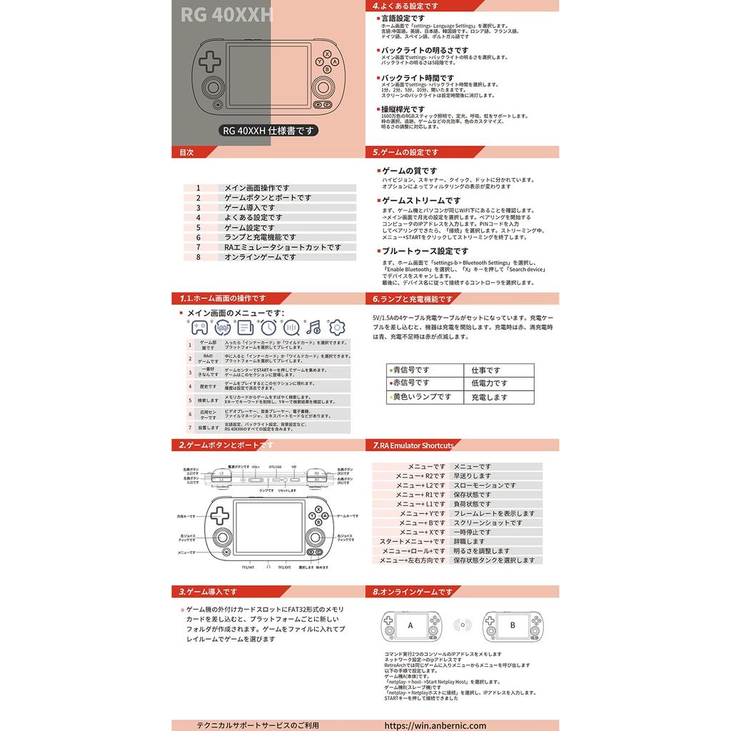 ANBERNIC RG40XXH Portable Game Console with 5G WiFi Classic Linux IPS Video Game Hardware 4.2, Bluetooth, Games, 64-bit System, 4.0-inch Display,