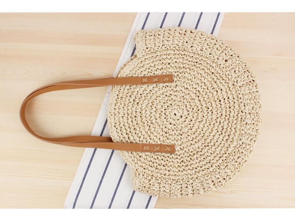 Women's Large Capacity Woven Round Shoulder Bag - Fashionable Beach & Commuter Style