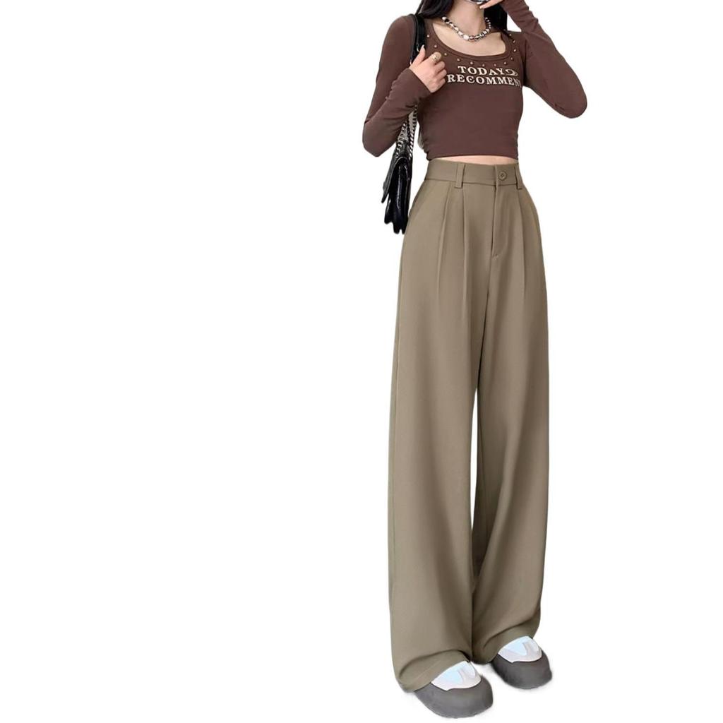 Women's High-Waist Casual Straight-Leg Suit Pants - Versatile Spring/Autumn Style