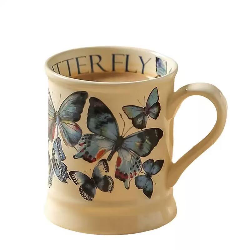 

TLXT Blue Butterfly Ceramic Coffee Mug Set