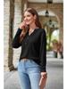 2024 Autumn Winter New Women Long Sleeve T-shirts Ladies Fashion Buttons V-neck Knitted Tee Shirt Female Solid Color Casual Tops
