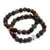 Couple Bracelets 2 Pack Tiger Eye Black Stone