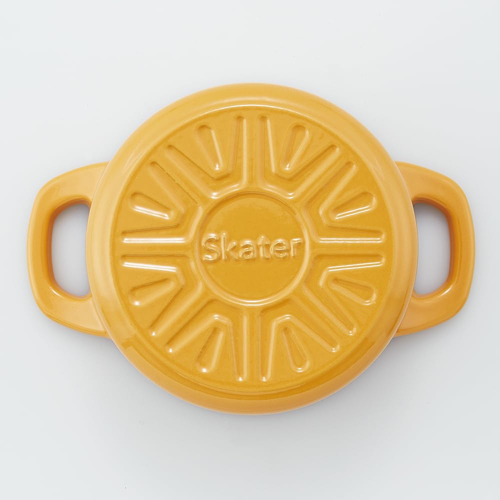 Skater Cocotte Pot, Induction Compatible, Double-Handled, Oven Cooking Pot, Iron, Enameled, Pumpkin Yellow, 16cm, INCT16N-A