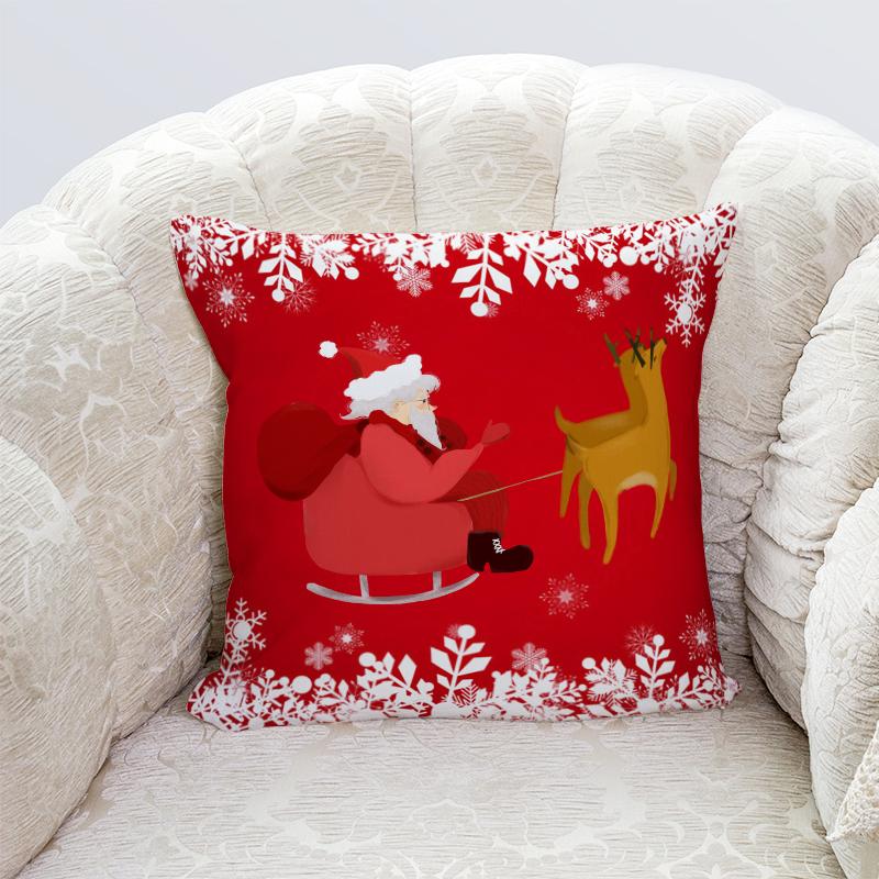 Happy New Year Christmas decorations printed cushion cover home living room sofa decoration pillowcase 45x45cm