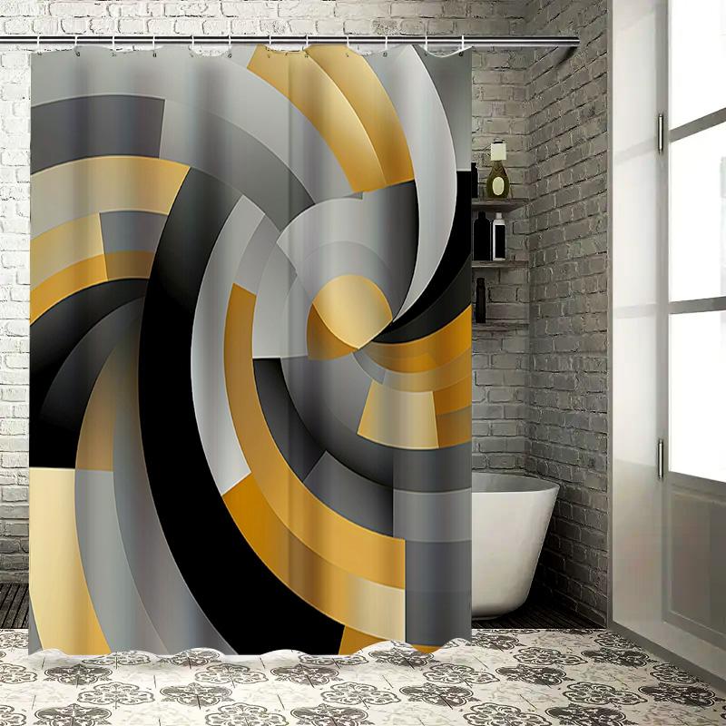 

Modern Black Grey Yellow White Geometric Shower Curtain Waterproof Bath Room Decor Home Decoration Customizable Size Options Ava 90x180cm