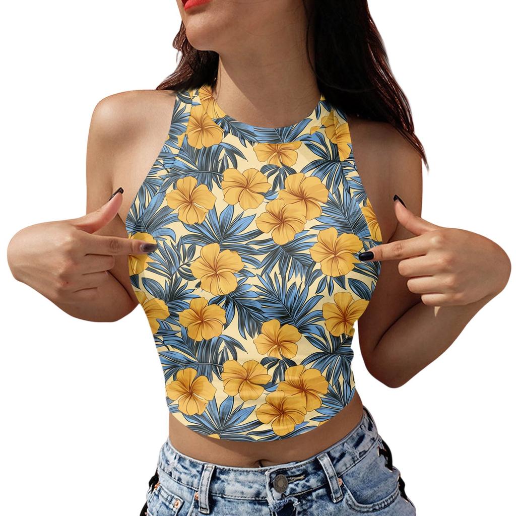 Women's Fashion Hawaii Print Sleeveless Base Tank Top
