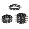 Punk Leather Bracelet Spike Cuff Wrap Bracelets Metal Snap Button Wristband