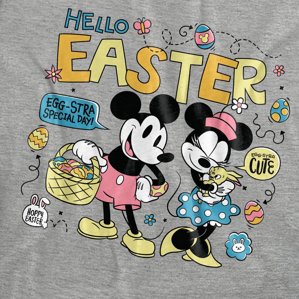 Disney Womens/Ladies Hello Easter! Mickey & Minnie Mouse T-Shirt