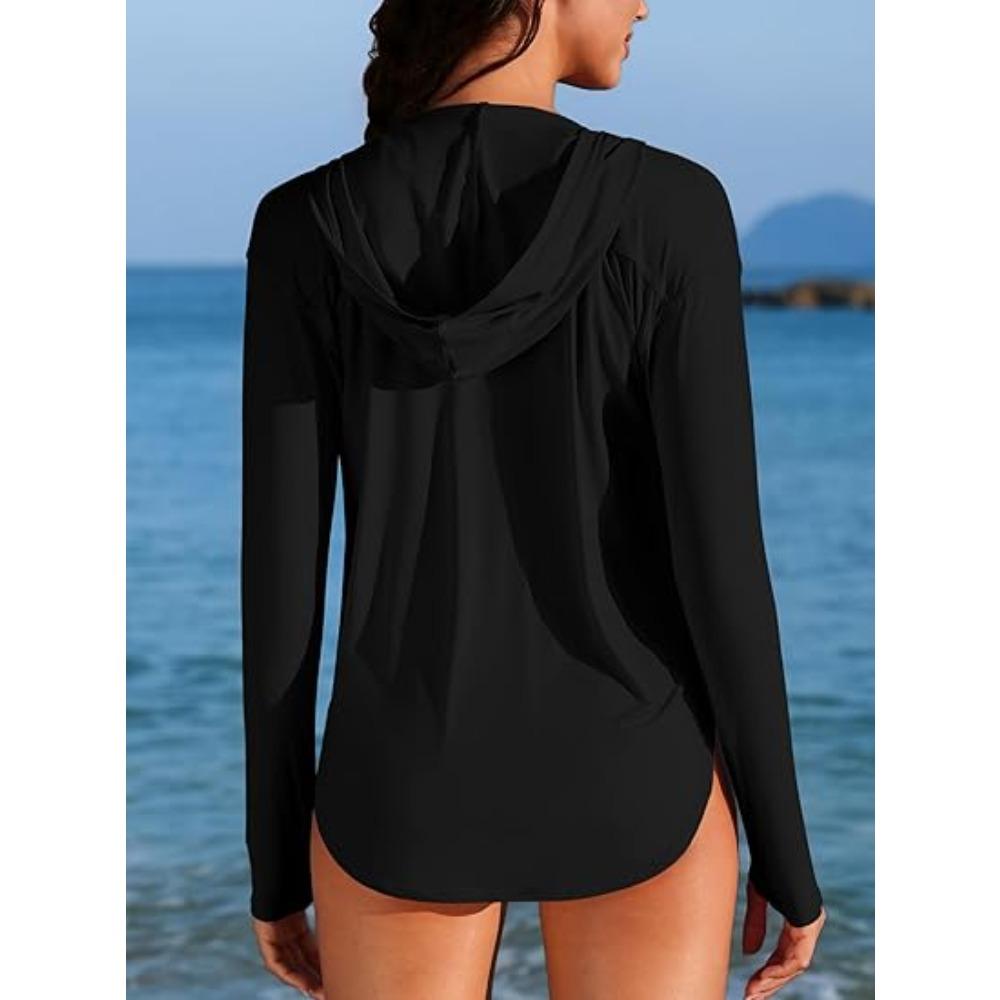 CHARMLEAKS Women Rash Guard UPF 50+ Sun Protection Clothing Button Down SPF Hoodie Beach Shirts