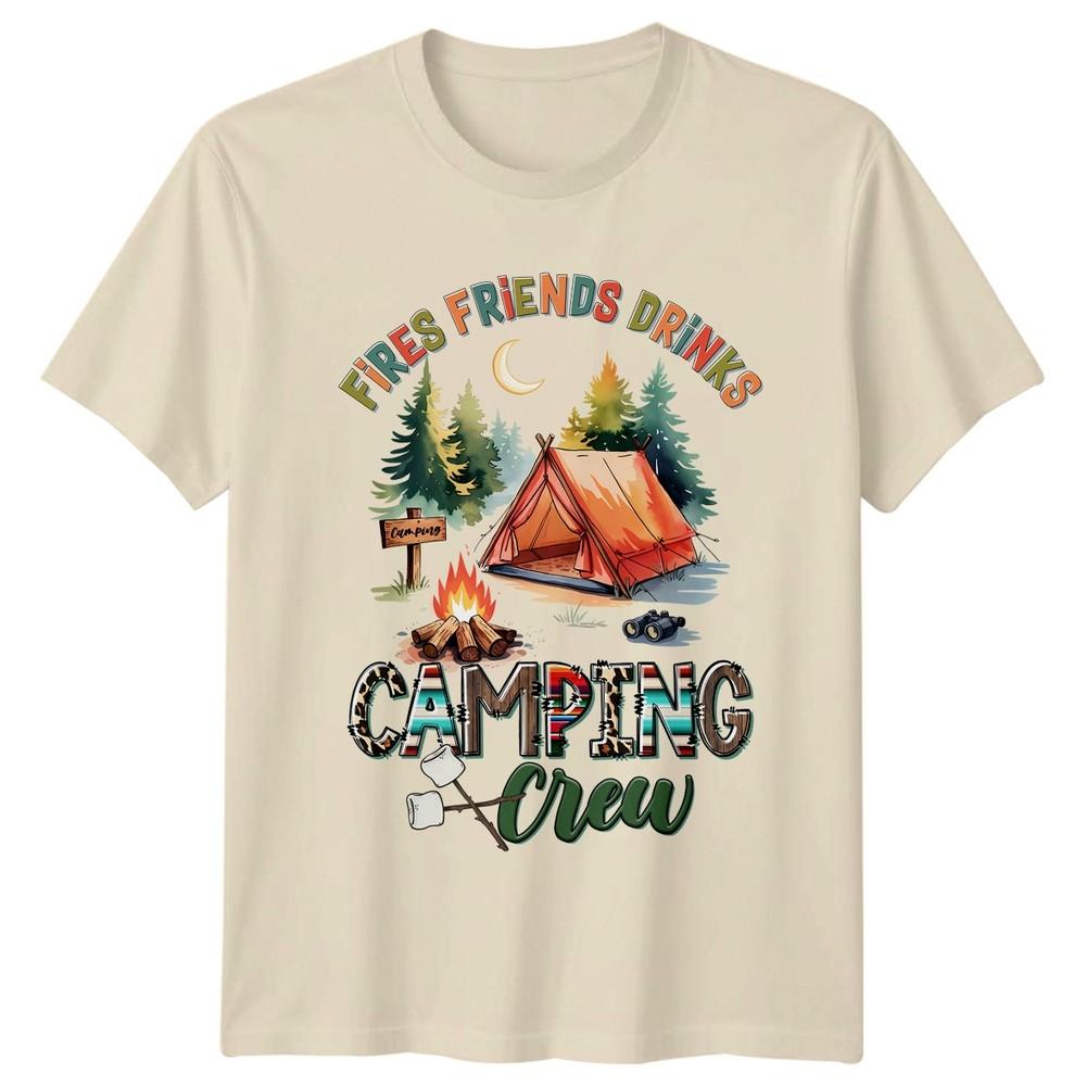 Camping Crew Fires Friends Drinks Outdoors Graphic Tee Unisex Unisex Unisex Top