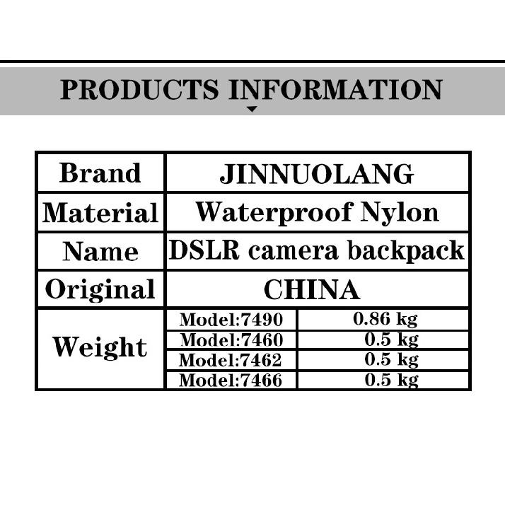 JINNUOLANG Waterproof Camera Backpack Photo Digital Bags For Canon Nikon Sony Xiaomi iPad DSLR Portable Travel Tripod Lens Bag