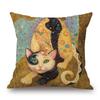 Lovely Cute Cartoon Klimt Style Cat Cushion Cover Bedroom Decorative Sofa Throw Pillow Case