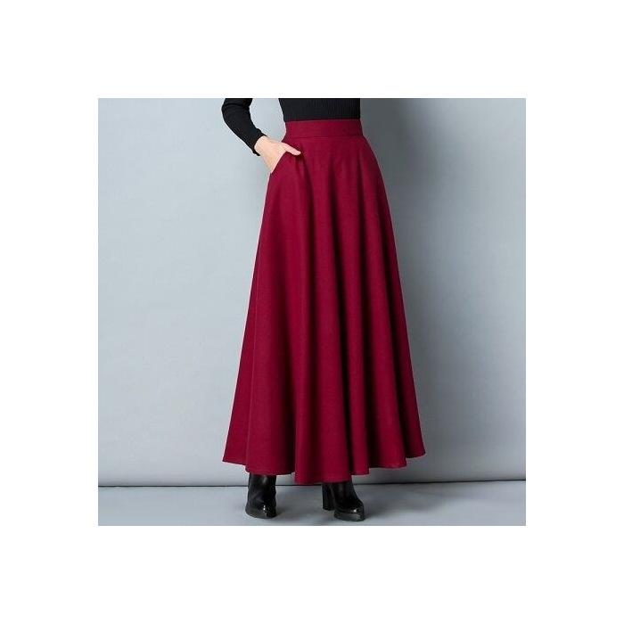 Four Seasons Printed Half-length Dress Women's High Waist Medium and Long A-shaped Large Swing Dress Skinny Dress