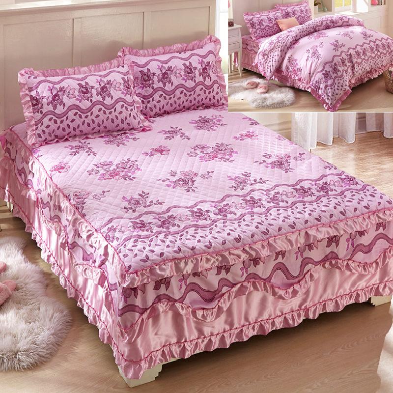 Cotton Bed Skirt Set Of Four Thickened Bedside 1.8 m Bed Cover Single Mattress Non-slip Protection Cover Pillowcase Need Order