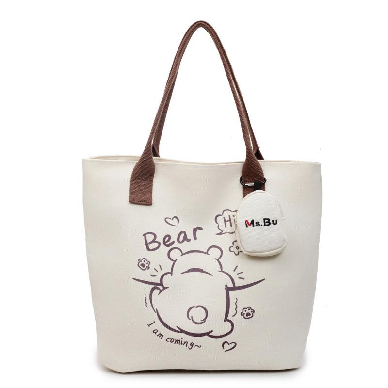 2025 autumn new light leisure commuting large capacity canvas bag women's shoulder bag graffiti portable tote bag