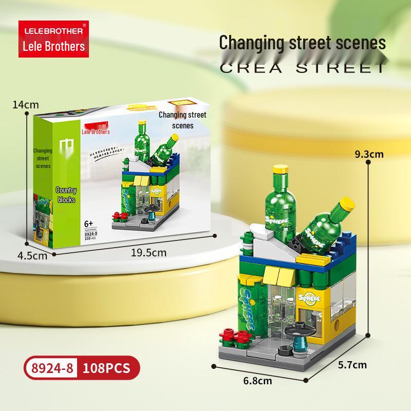 Lego-Compatible Street View Snack Street Mini City Building Toys for Kids - Creative Gifts for Boys & Girls