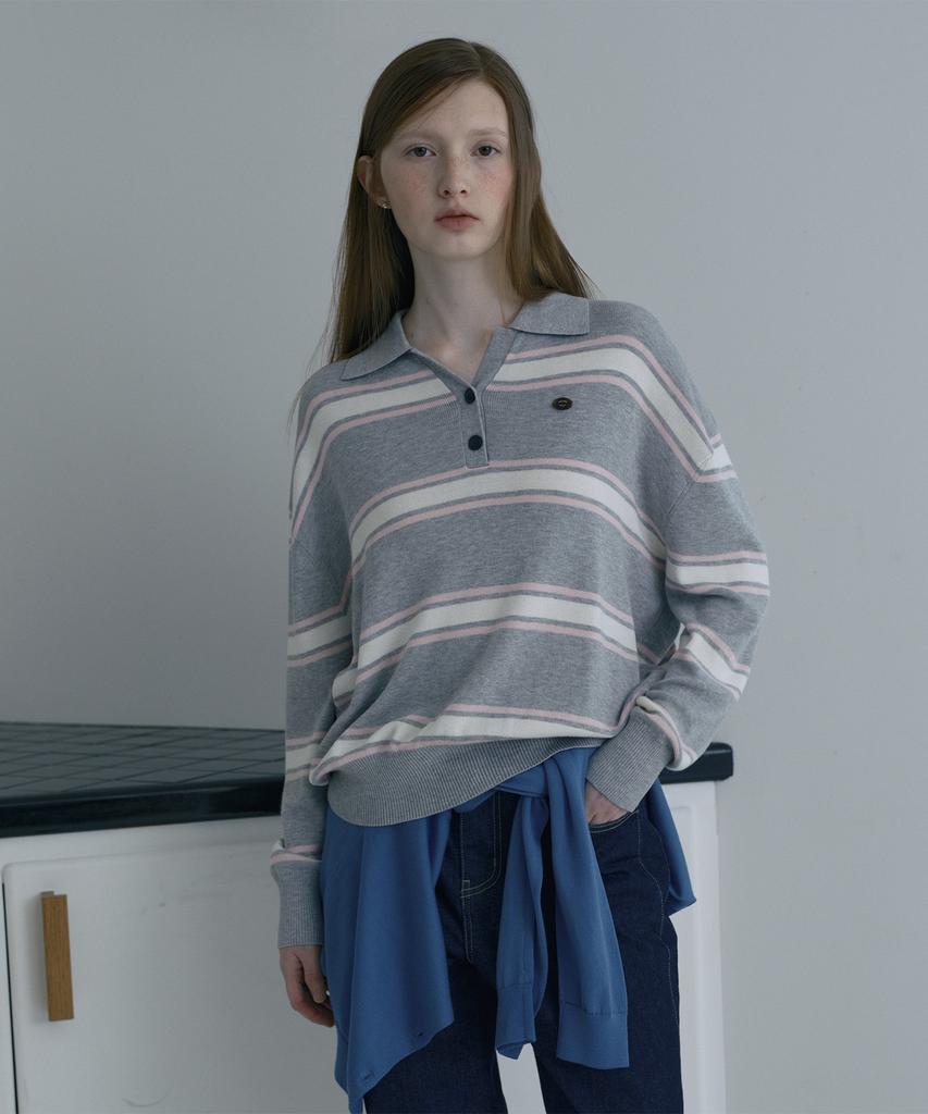 JUCYJUDY Striped Collared Knit Pullover J1Kt121F
