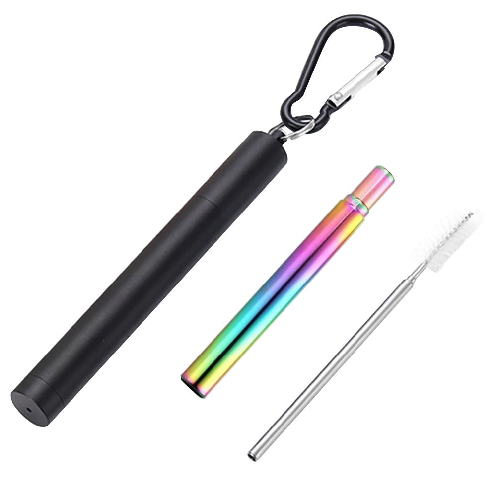 Stainless Steel Telescopic Straws with Cleaning Brush Reusable Drinking Straw Portable Tools Kitchen Bar Drinkware Accessories