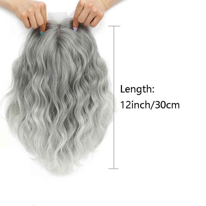 Womens Lace Front Bangs Wavy Hair Topper 12inch Short Curly Hairpiece Natural Looking Thinning Easy Wear