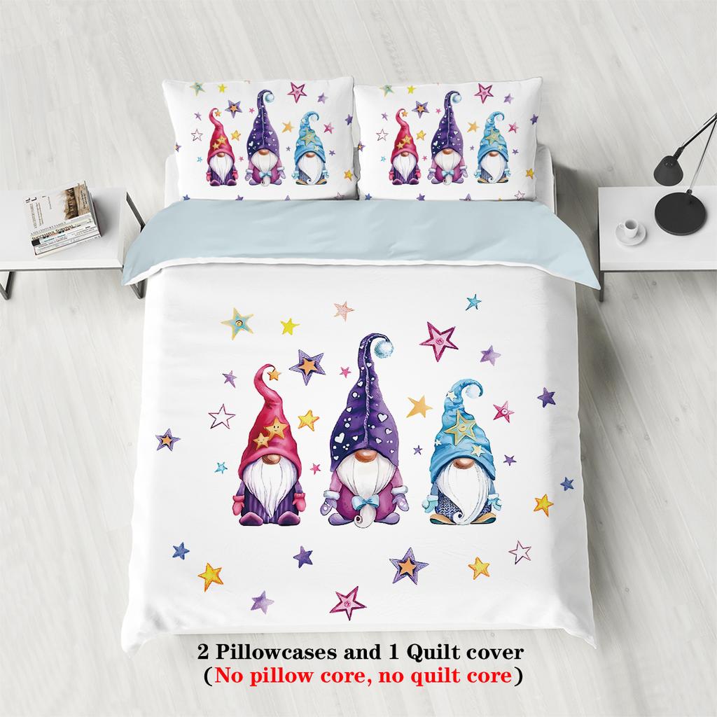 3pcs Merry Christmas themed, Santa Claus pattern bedding set, for teenagers and adult's bedroom, a fun Christmas gift