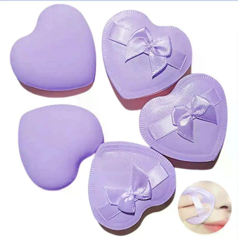 1/2/5pcs Heart-Shaped Makeup Sponge Puff, Reusable Dry Wet Dual Use Candy Cosmetic Sponge for Foundation Powder
